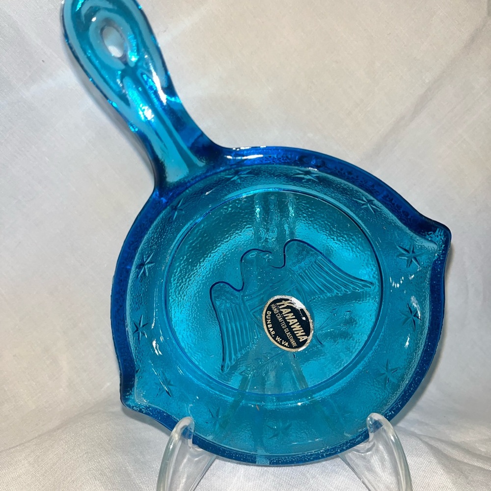 Vintage Kanawha blue Blue Glass small frypan